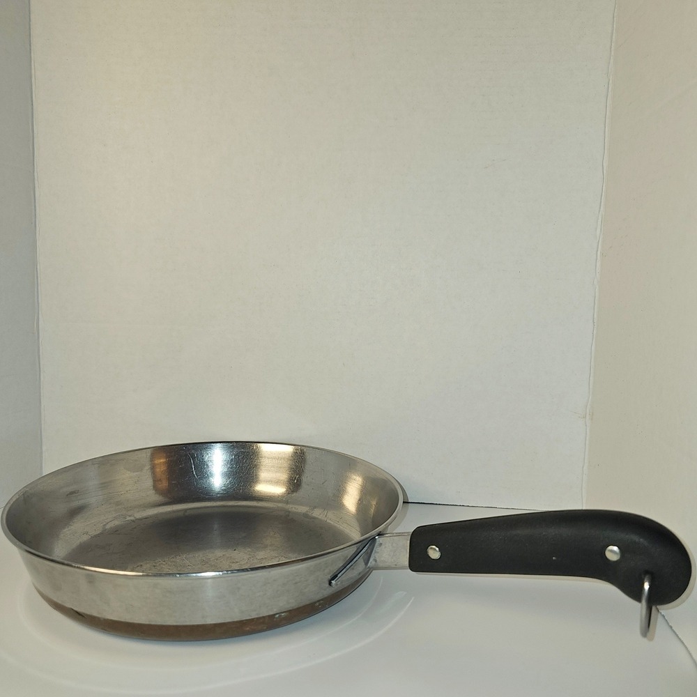Vintage Revere Ware Pre 68 10" Fry Pan Copper Clad Bottom Stainless Steel USA